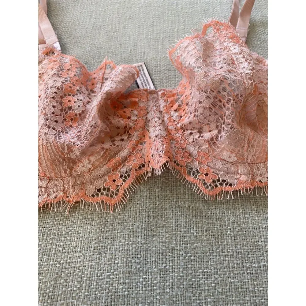 Victoria's Secret Dream Angels Push-up without Padding Bra 34D Pink Coral Lace
